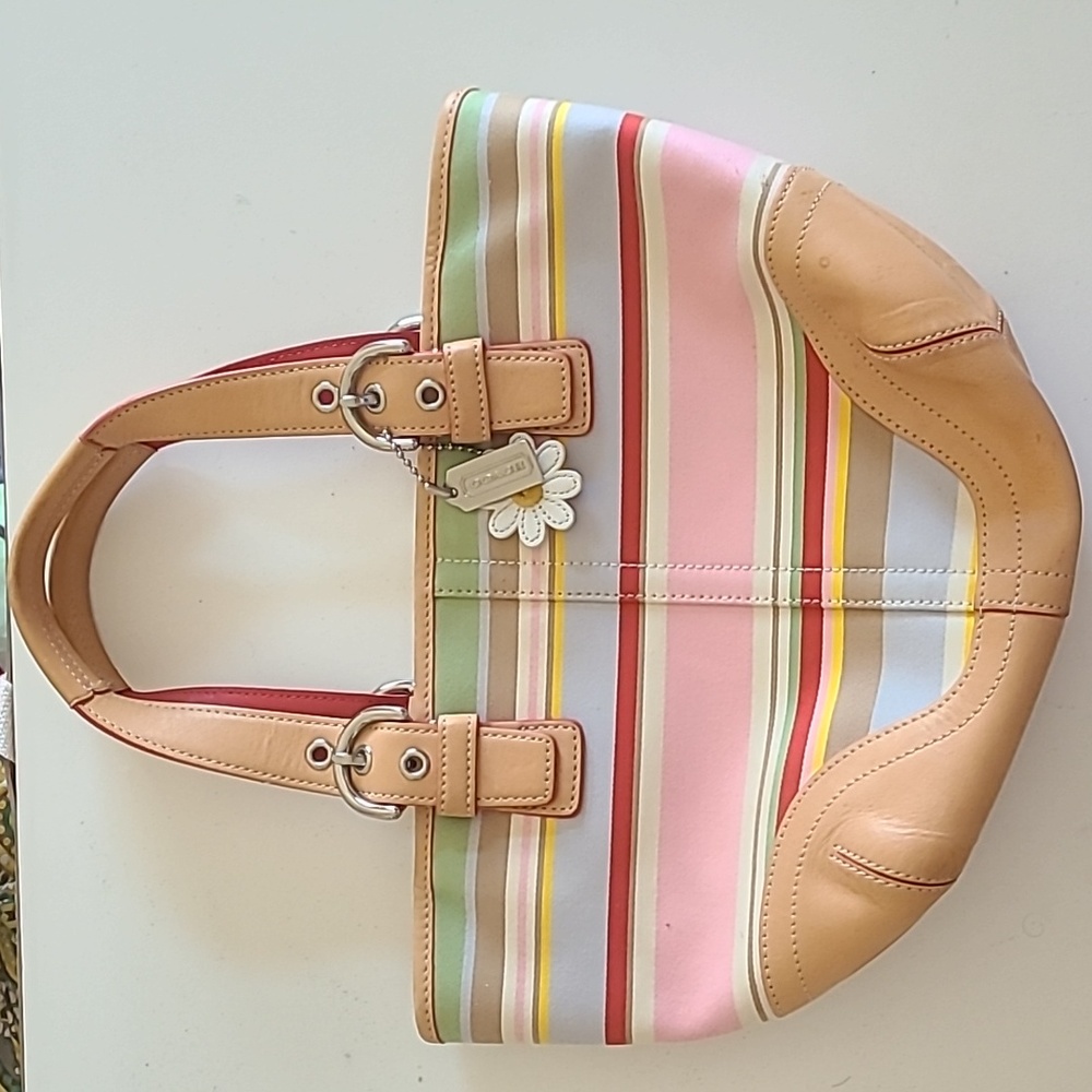 Coach small handbag, mulicolored, striped